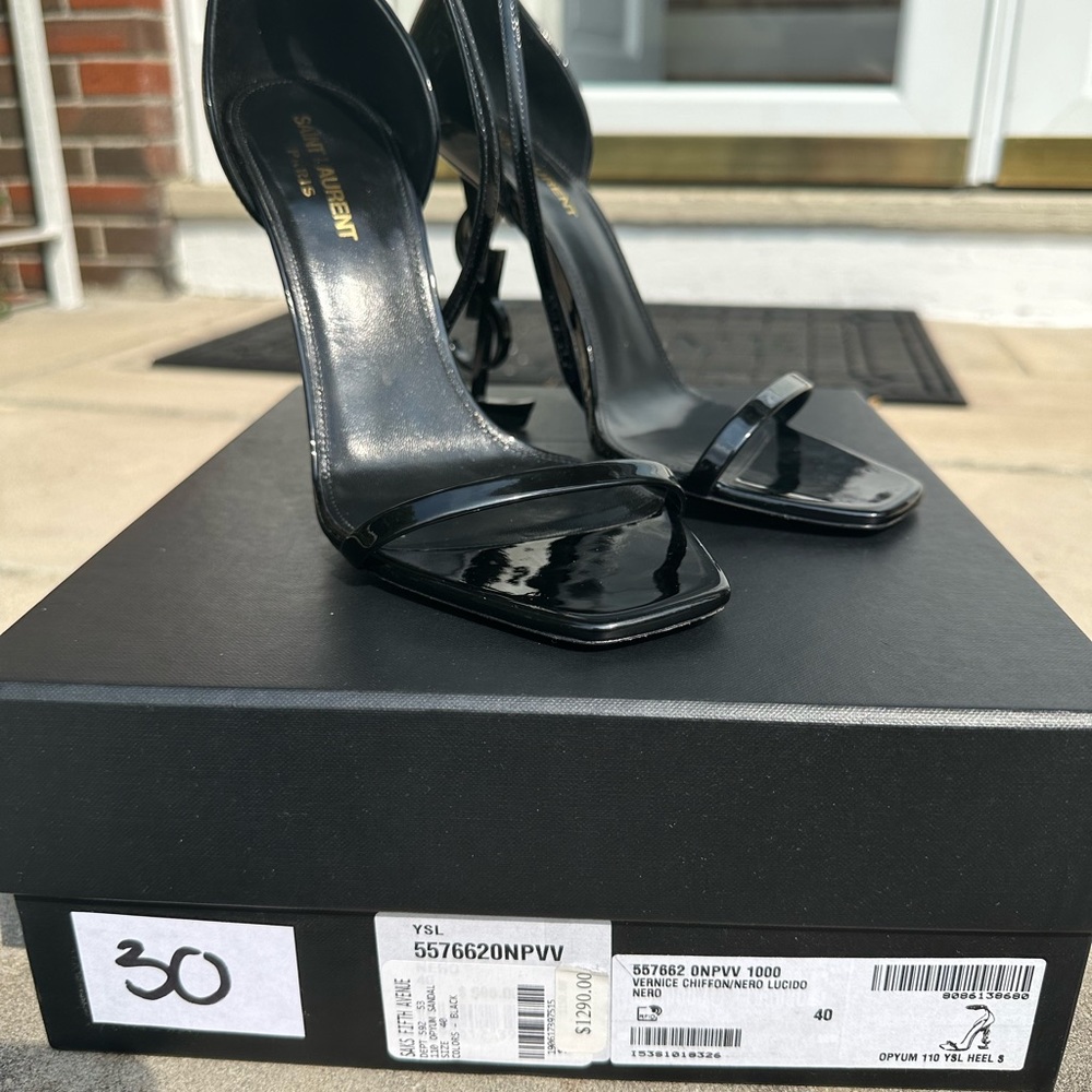 AUTHENTIC YSL Saint Laurent Opyum Signature Ankle-Strap Heeled Sandals
